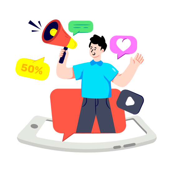 Mobile Marketing, Mobile Campaign, Online Marketing, Digital Marketing, Online Announcement illustration