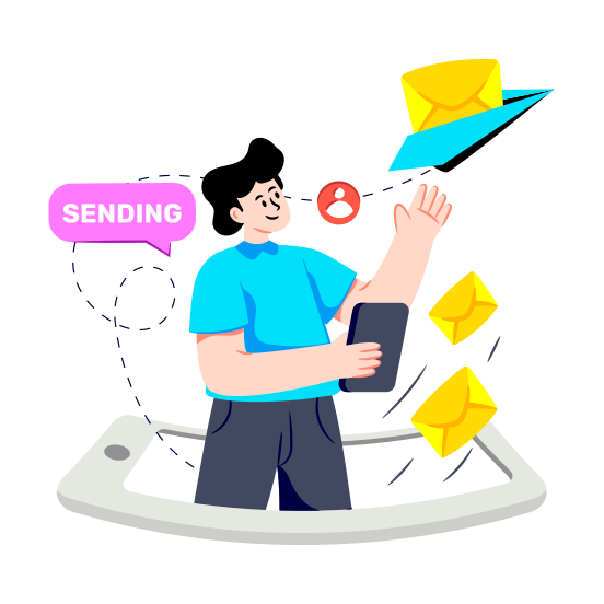 Send Email, Send Mail, Send Letter, Send Correspondence, Send Message illustration