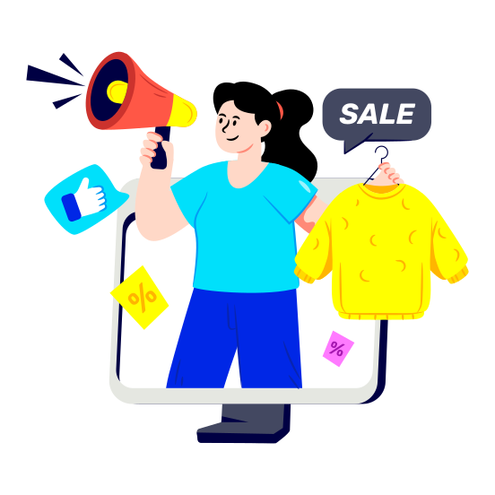 Shopping Sale Marketing, Sales Promotion, Sales Announcement, Sales Campaign, Digital Marketing illustration