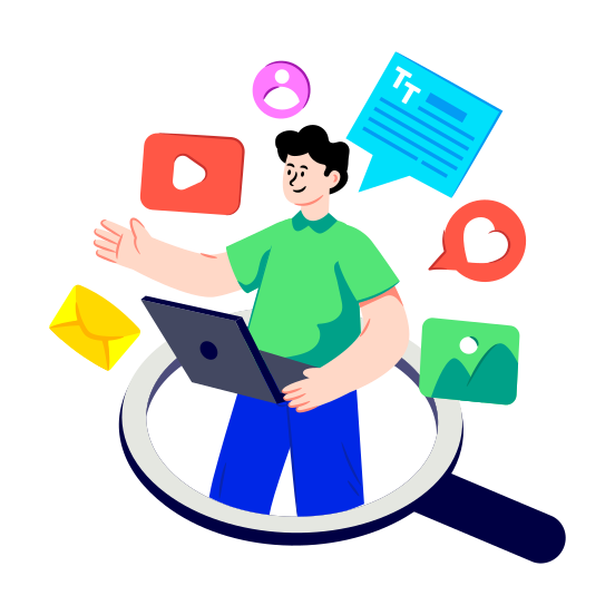 Social Media Analyst, Social Media User, Social Media Manager, Social Network, Social Platform illustration