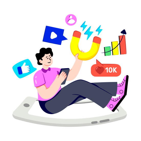 Social Media Attraction, Social Media User, Social Media Influencer, Appeal Social Media, Attract Users, illustration