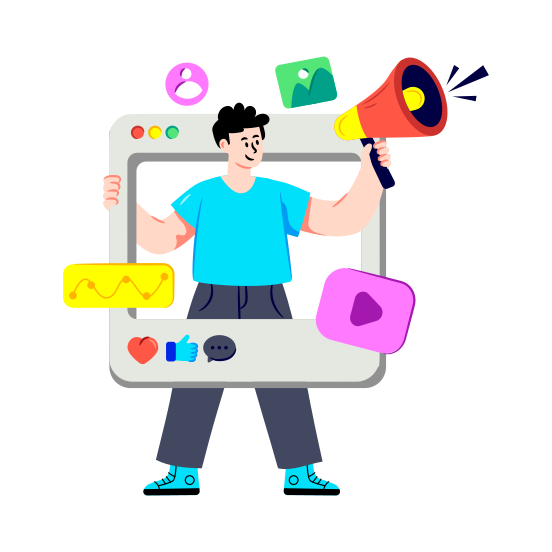 Social Media Marketing, Social Media Publicity, Social Media Campaign, Social Media Announcement, Digital Marketing illustration