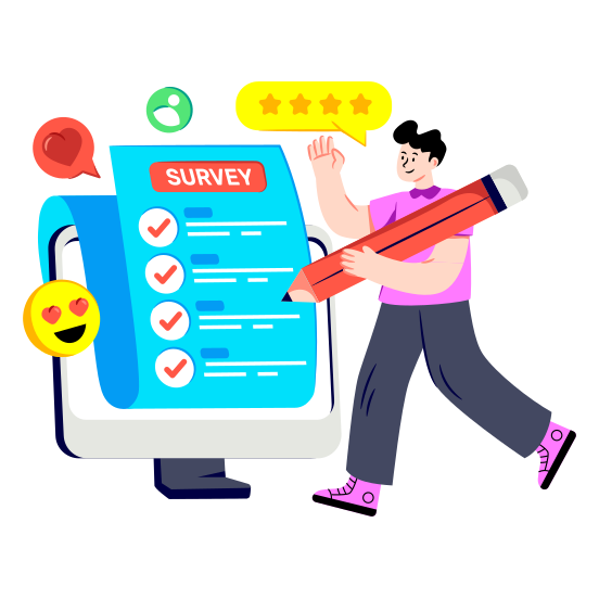 Survey List, Customer Review, Customer Ratings, Feedback Form, Customer Response illustration