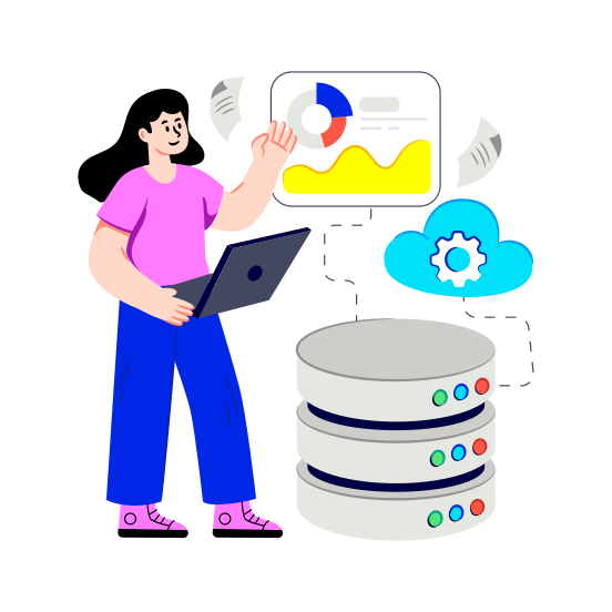 Cloud Data Management, Cloud Data Development, Cloud Technology, Cloud Computing, Cloud Hosting illustration
