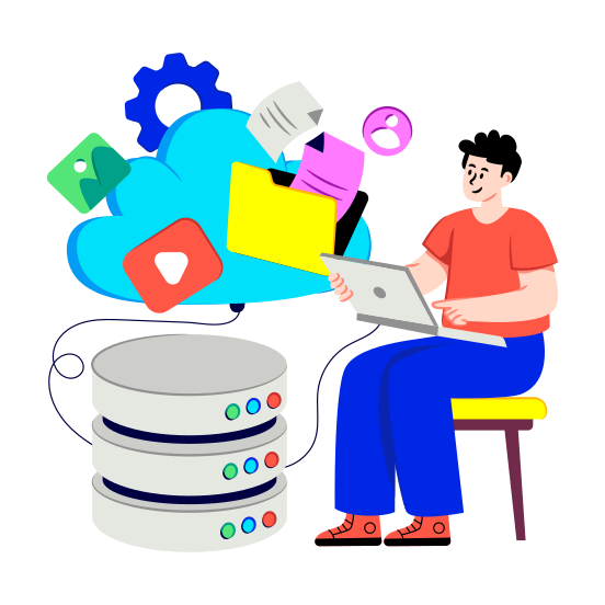 Cloud Data Management, Data Development, Cloud Technology, Cloud Computing, Cloud Hosting illustration