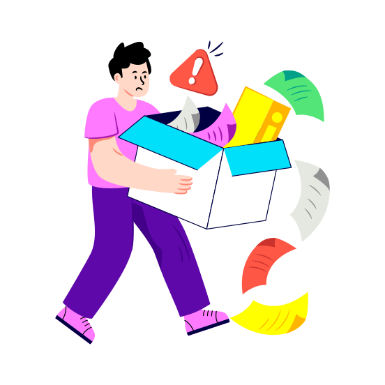 Data Error, Data Problem, Data Warning, Data Alert, Document Box, illustration