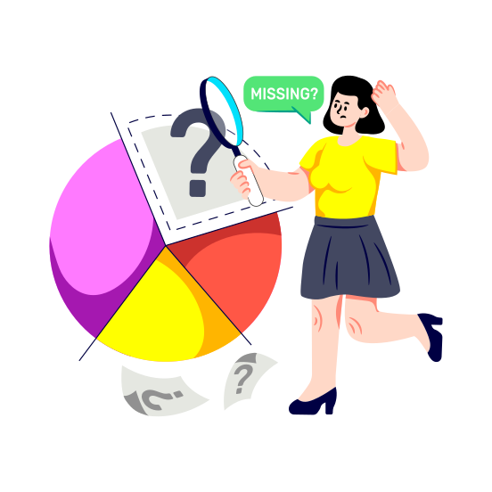 Data Missing, Data Analysis, Pie Chart, Pie Graph, Statistics illustration