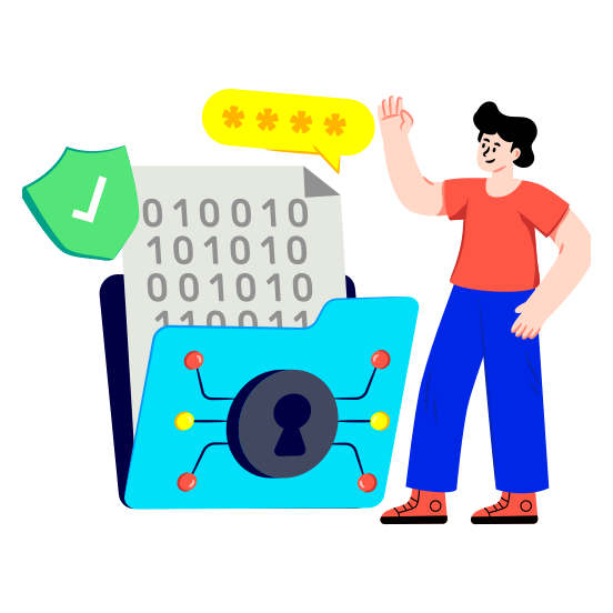 Locked Binary Folder, Secure Binary Data, Secure Document, Data Security, Data Protection, illustration