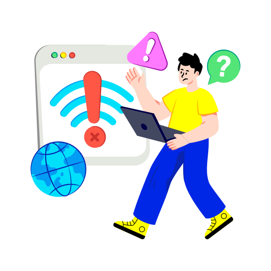 No Wifi, No Internet, No Network, No Connection, Network Error, illustration