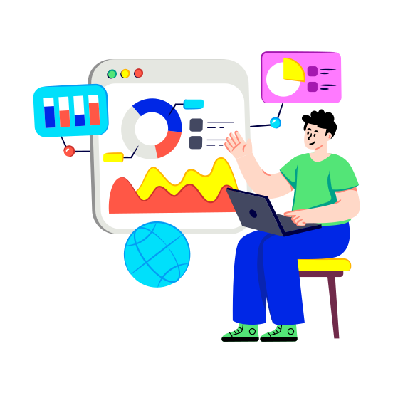 Online Data Analytics, Online Infographic, Web Statistics, Business Chart, Online Graph illustration