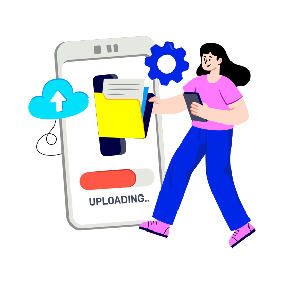 Online Folder Uploading, Data Uploading, Data Management, Data Development, Online Data Transfer illustration