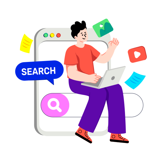 Search Data, Data Analysis, Exploration, Research, Search Box, illustration