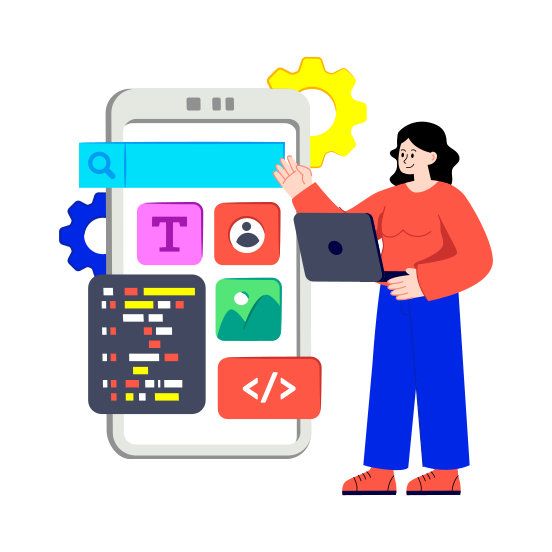 Mobile App Setting, Mobile App Development, Mobile App Management, Mobile Menu Setting, Mobile Menu Development illustration