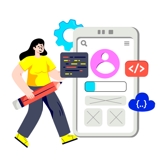 Mobile Profile Development, Mobile User Development, Online Account Development, Mobile Development, App Development, illustration