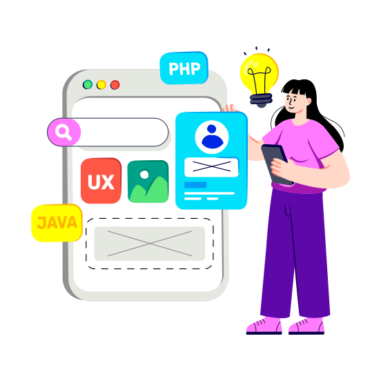 User Interface, User Experience, Web Designing, Web Layout, Web Interface illustration