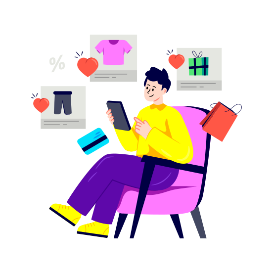 Favorite Shopping, Love Shopping, Love Products, Mobile Shopping, Shopping App illustration