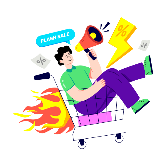 Flash Sale, Flash Discount, Flash Offer, Flash Deal, Ecommerce illustration