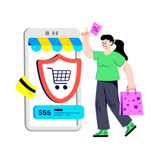 Mobile Card Payment, Online Payment, Epayment, Ecommerce, Secure Shopping Payment illustration