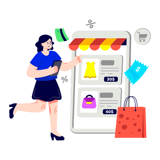 Mobile Shop, Buy Products Online, Online Retail, Online Outlet, Ecommerce illustration