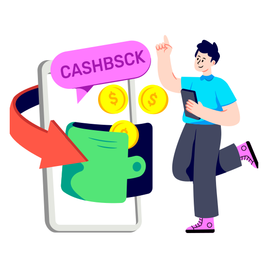 Online Cashback, Moneyback, Money Return, Cash Return, Currency Return, illustration