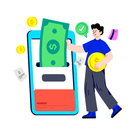 Online Payment, Epay, Electronic Payment, Mcommerce, Online Cash Payment illustration