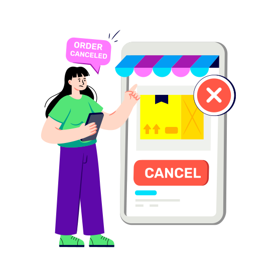 Order Cancel, Parcel Cancel, Package Cancel, Order Denied, Order Deleted illustration