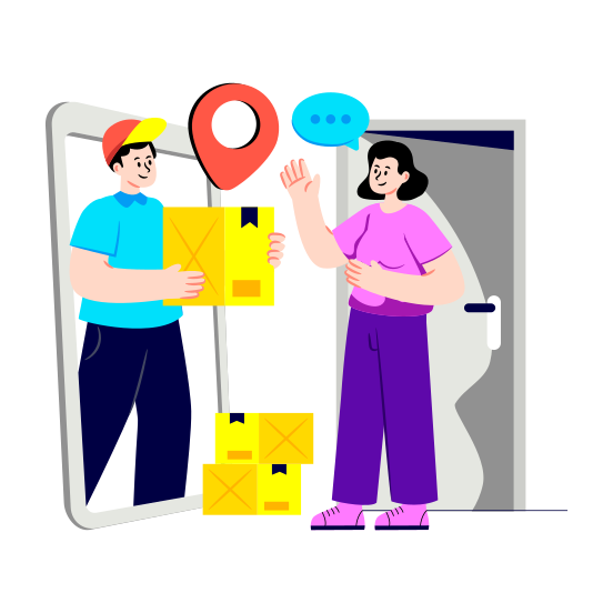 Parcel Delivery, Parcel Tracking, Giving Parcel, Logistic Delivery, Courier Boy illustration