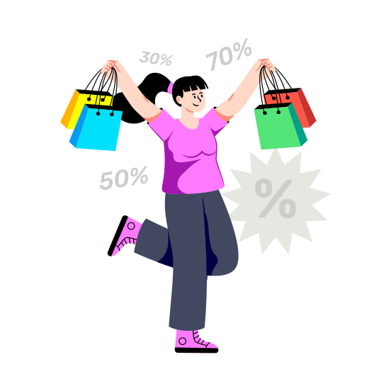 Shopping Discount, Shopping Sale, Shopping Girl, Commerce, Discount Sale, illustration