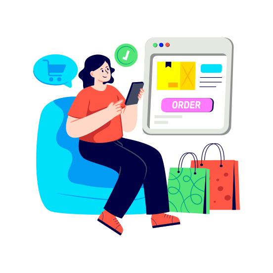 Web Shopping, Eshopping, Ecommerce, Shopping Website, Buy Order Online illustration