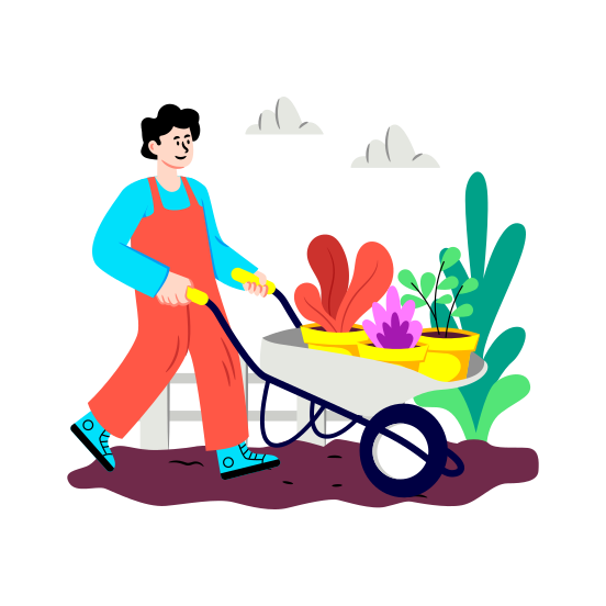 Carrying Flowers, Carrying Plants, Farmer, Gardener, Agriculture illustration