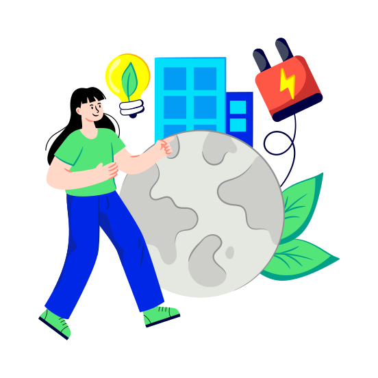 Eco Electricity, Eco Energy, Sustainability, Green Energy, Eco Power illustration