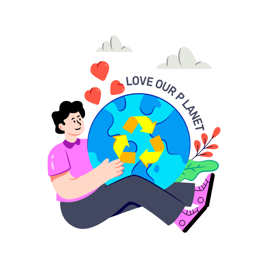 Planet Love, Earth Love, Universe Love, Global Recycling, Global Reprocess illustration