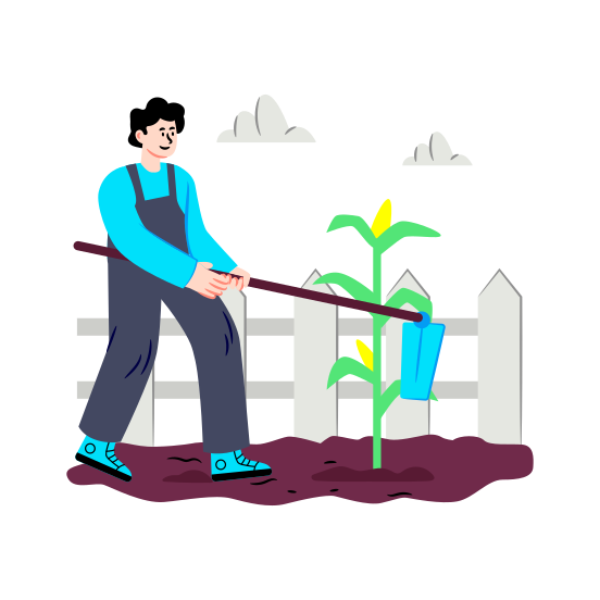 Soil Loosening, Soil Tilling, Ploughing, Gardening, Farming, illustration