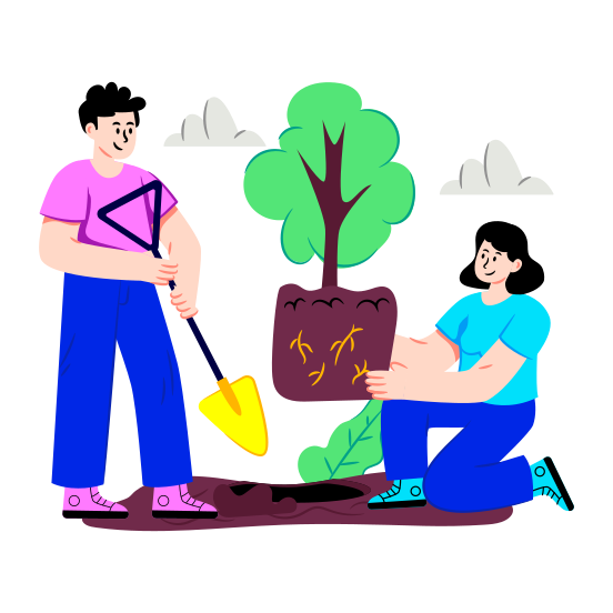 Tree Planting, Gardening, Farming, Reforestation, Potted Plant, illustration