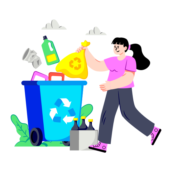 Waste Recycling, Waste Reprocess, Waste Renewable, Garbage Recycling, Garbage Reprocess illustration