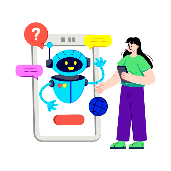 Ai Assistant, Mobile Robot, Artificial Intelligence, Chatbot, Ai App illustration