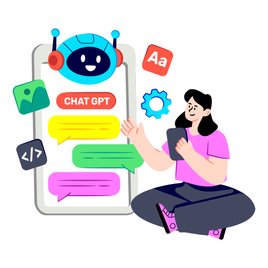 Ai Assistant, Mobile Robot, Artificial Intelligence, Chatbot, Chatbot Application illustration