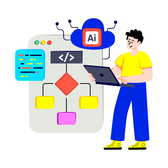 Ai Cloud Coding, Ai Cloud Programming, Software Development, Artificial Intelligence, Ai Technology illustration