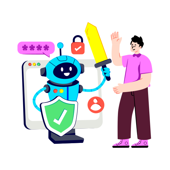 Fighting Robot, Battle Robot, Ai Security, Ai Protection, Artificial Intelligence illustration