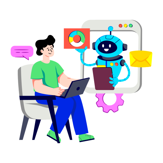 Human Robot Talking, Human Robot Communication, Robot Discussion, Robot Chatting, Robot Conversation illustration