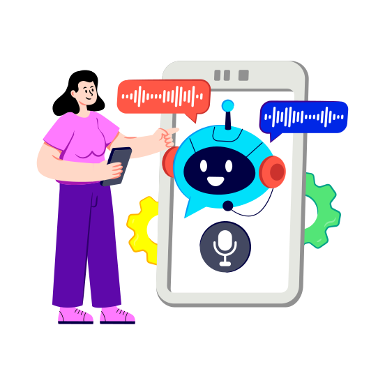 Virtual Assistant, Mobile Robot, Artificial Intelligence, Chatbot, Ai App illustration