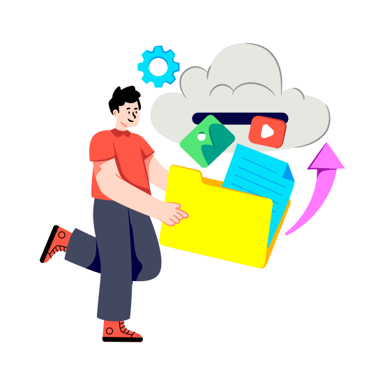 Cloud Data Management, Cloud Data Organize, Cloud Data Data Development, Cloud Technology, Cloud Computing illustration