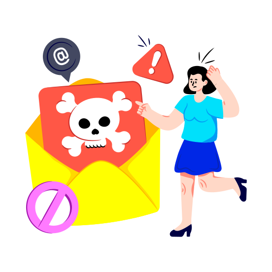 Email Hacking, Email Threat, Email Virus, Cybercrime, Cyber Attack illustration