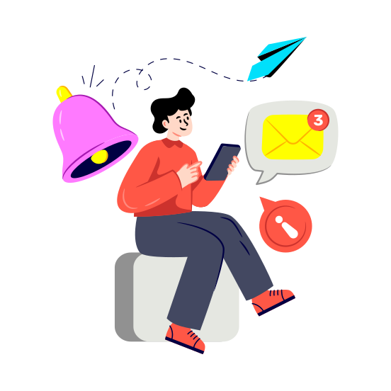 Email Notification, Unread Email, New Email, Inbox, Send Notification illustration