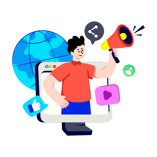 Global Marketing, Global Publicity, Global Announcement, Global Campaign, Digital Marketing illustration