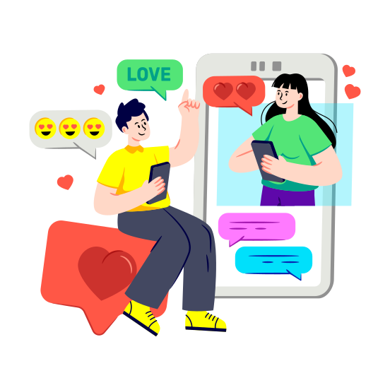 Love Chat, Love Communication, Love Message, Romantic Chat, Romantic Message illustration