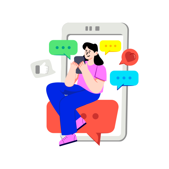 Online Chatting, Online Message, Online Communication, Online Conversation, Online Discussion illustration