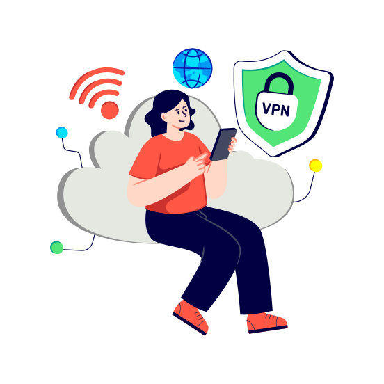 Secure Cloud Vpn, Virtual Private Network, Cloud Technology, Cloud Computing, Secure Cloud Connection, illustration