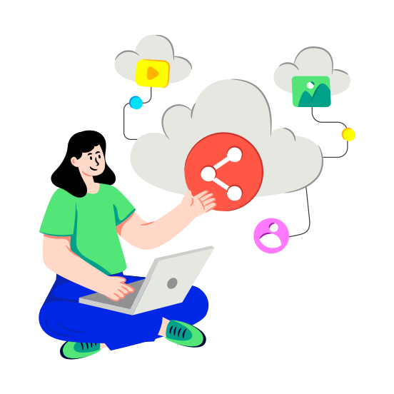 Sharing Cloud Data, Cloud Hosting, Cloud Technology, Cloud Computing, Cloud Data Transfer illustration