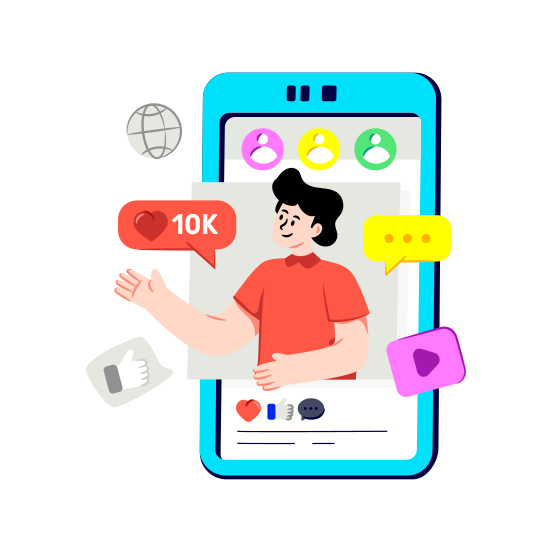 Social Network, Social Platform, Social Community, Social Media User, Social Media Influencer,icons illustration